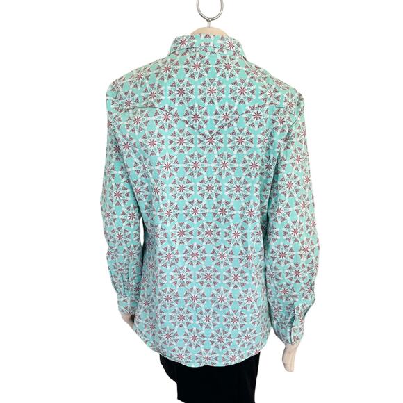 VTG WRANGLER Rhinestone Snap Medallion Star Long Sleeve Western Shirt SZ XL - Picture 6 of 9